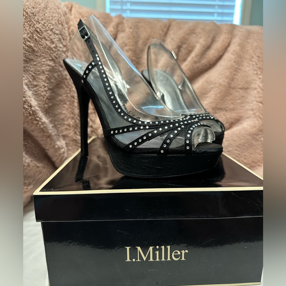 Black rhinestone heels